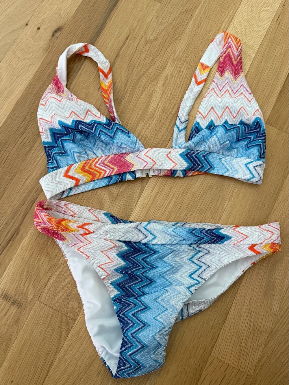 Missoni Multicolor Zigzag Knit Bikini - Blue, Pink, Orange, White
